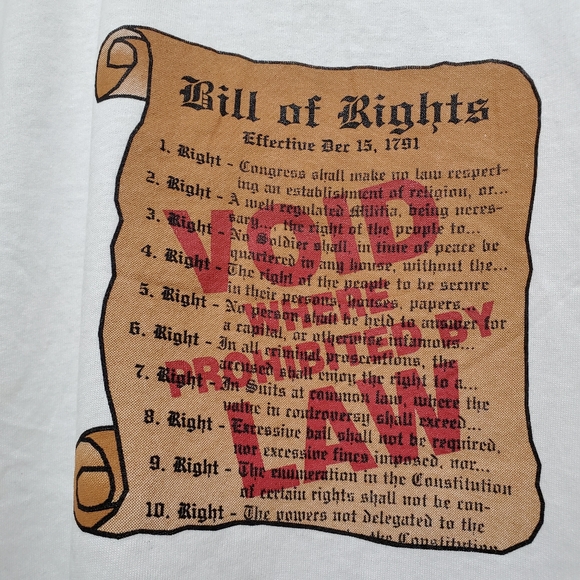 Fruit of the Loom Other - Vintage Bill of Rights Void Where Prohibited By Law White‎ Shirt Adults M/L NWOT